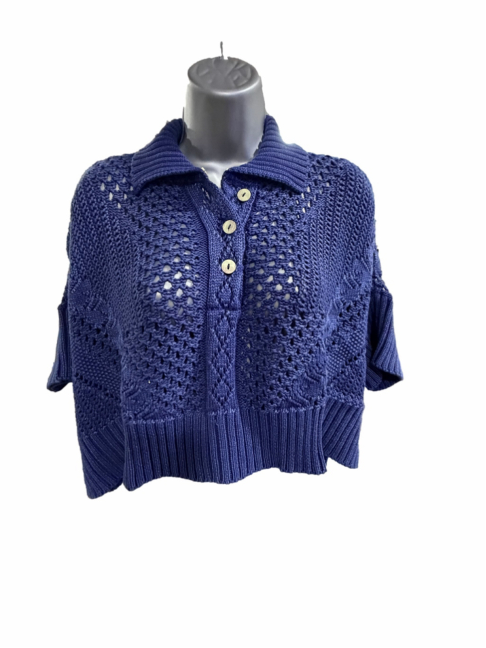 NWT Free People Womens to The Point Polo Midnight Rain X-Small